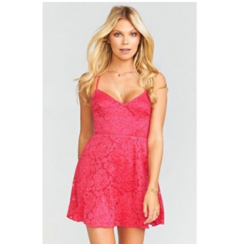 Show Me Your Mumu Pink Lace Dre Mini Dress Large